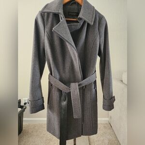 Donna Karen Coat Women’s Black Belted Wrap Wool Blend  Xs